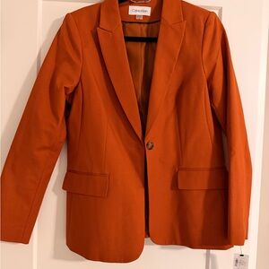 NWT Calvin Klein Terra Orange Single Button Blazer | Size 10